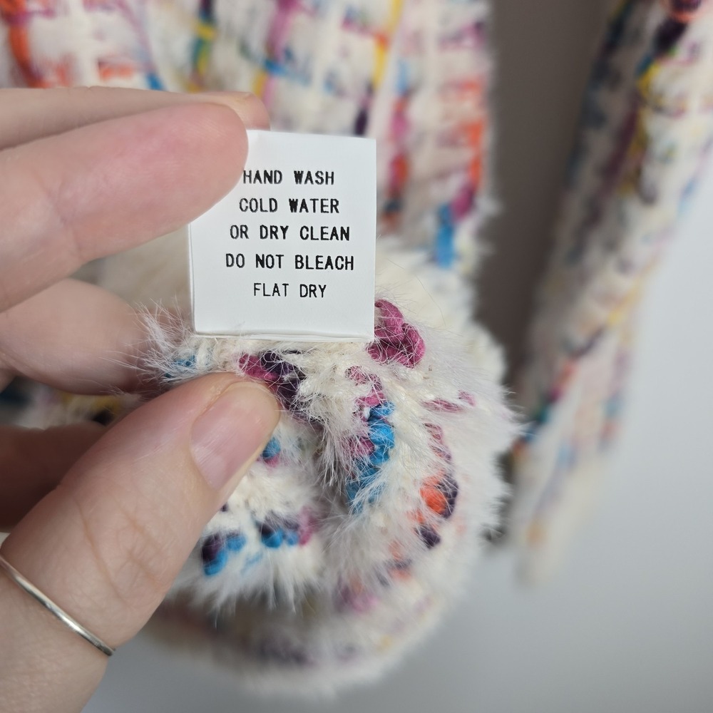 TR notes Womens S M Fuzzy Knit‎ Multicolor Plaid Crewneck Sweater Acrylic - Picture 5 of 5